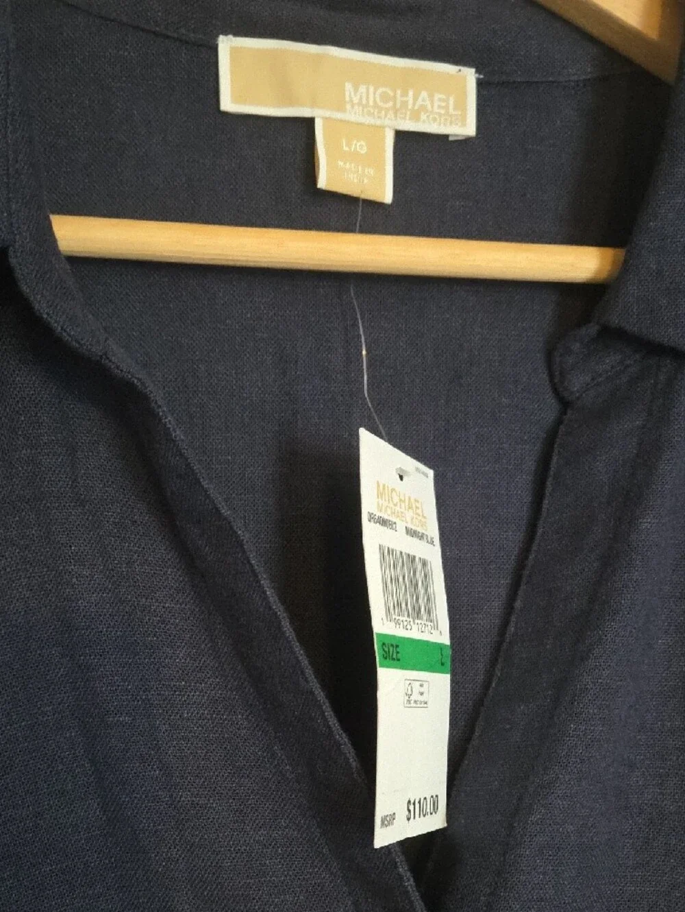 Michael Kors Navy Button-Front Shirt Linen
